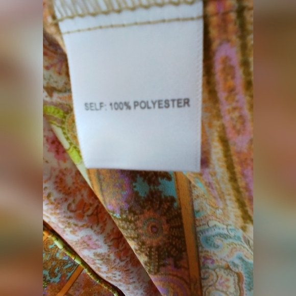 Rose & Olive Orange Green Paisley Print Button Down Shirt Womens Size 2X Office - Picture 3 of 6
